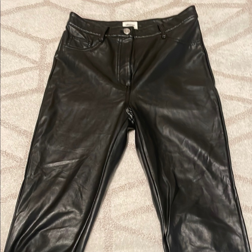 Aritzia/Wilfred Black Faux Leather High Rise Skinny Pants